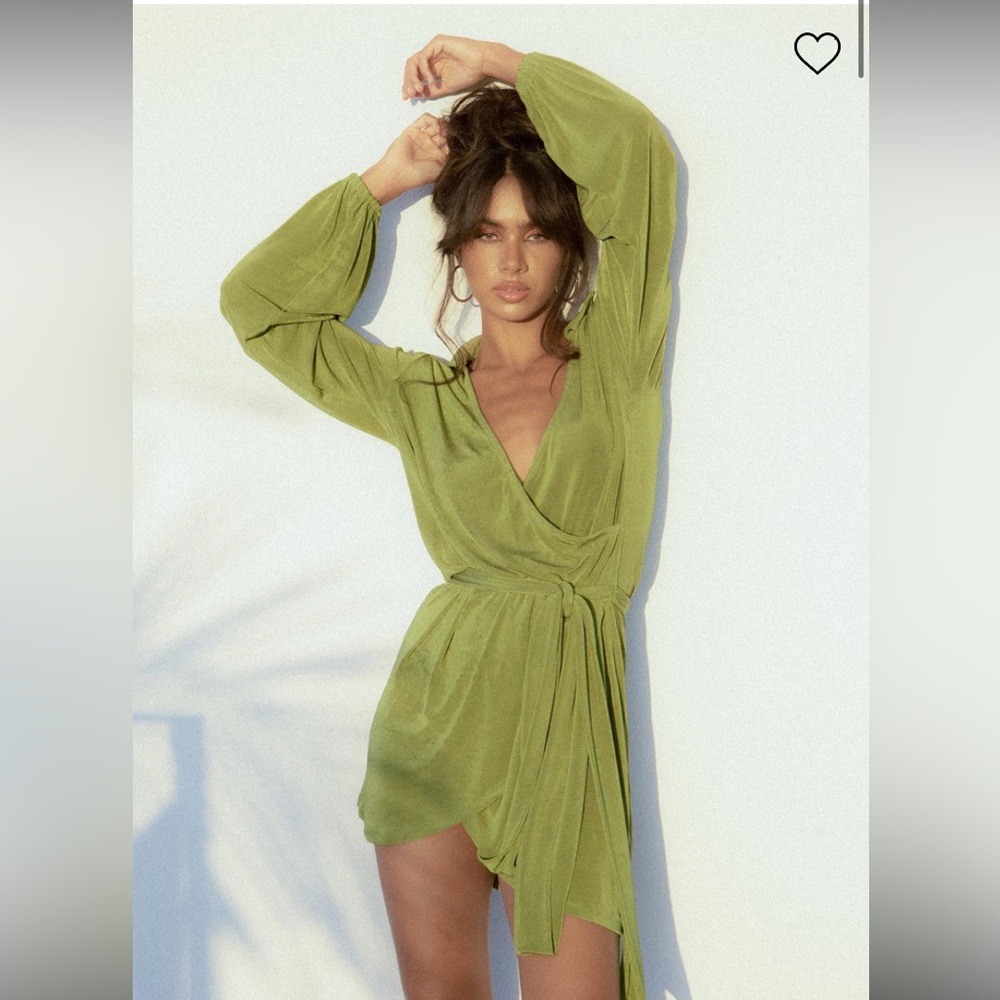 Princess polly green mini wrap dress